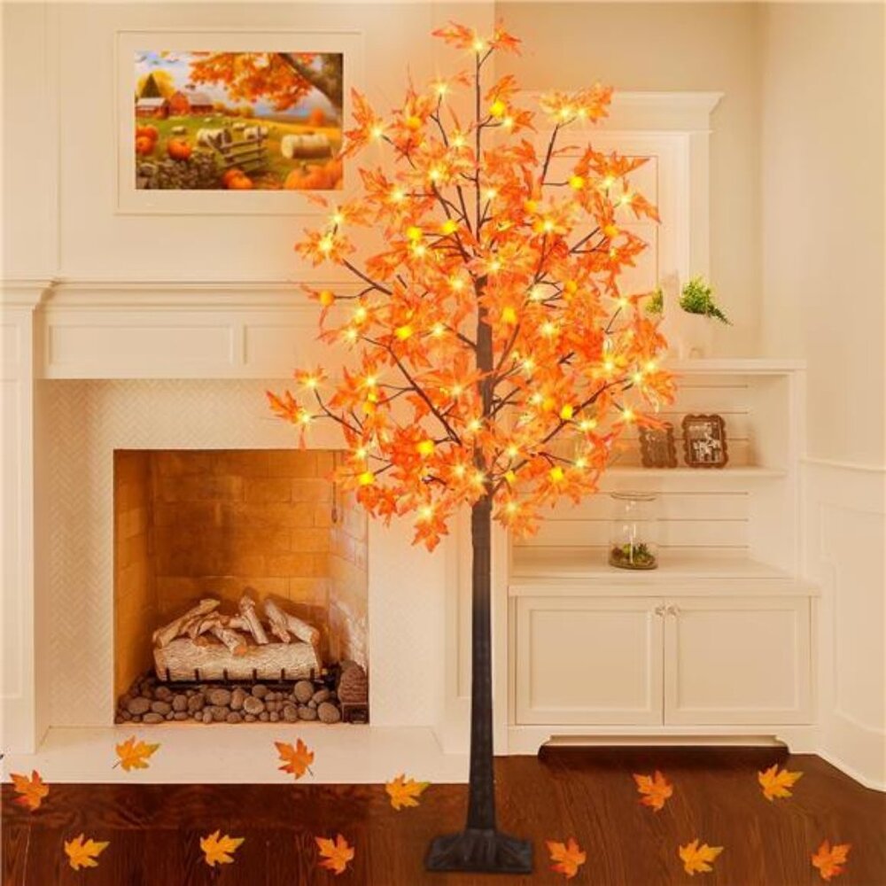 Maple Tree, 126‎ LED Prelit Fall Decor Maple Tree 14 Pumpkin & 14 Acorn Lights